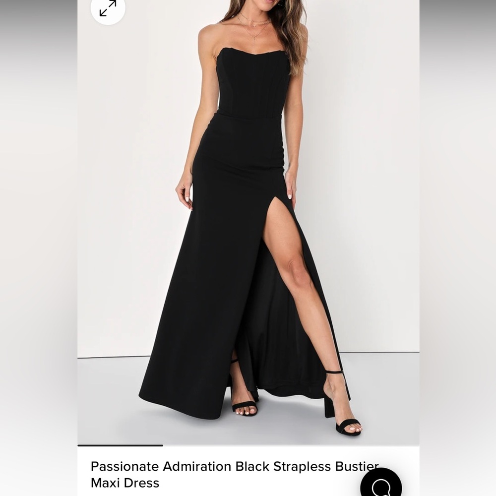 Lulu’s Passionate Admiration Black Strapless Bustier Maxi Dress